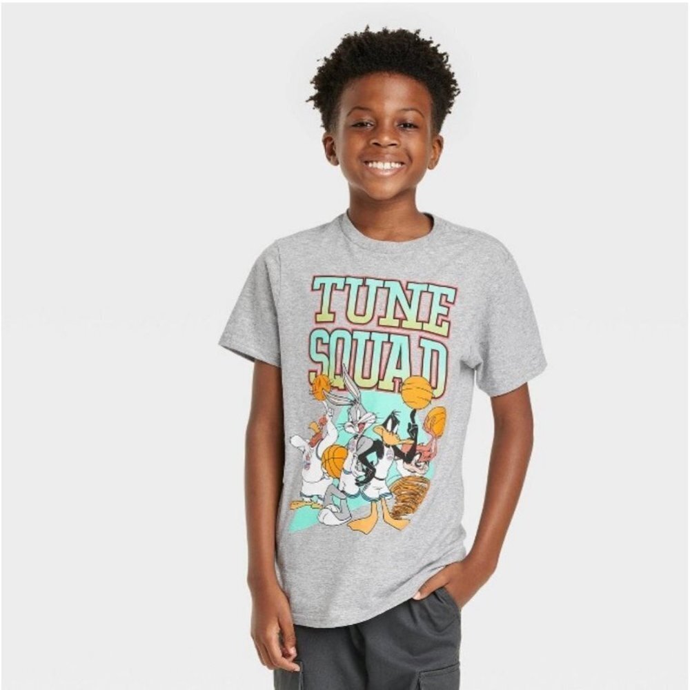 Boys' Space Jam Tune Squad Short Sleeve Graphic T-Shirt - Light Gray Med